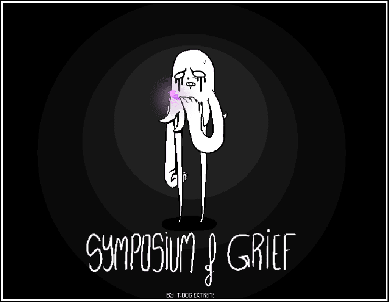 Symposium of Grief by T-Dog extreme. A ghost, crying, holds it's broken purple heart.