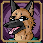 Pixel portrait of an anthropomorphic German Shepherd.