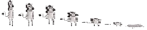 A spritesheet of a bipedal zebra turning into a grey puddle.