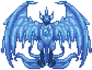 Pixel art concept of the Frost Phoenix for Aura of Worlds.