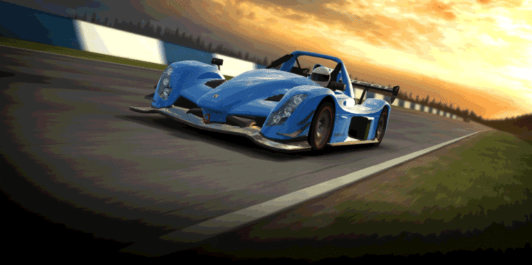 Real Racing 3 image of Radical SR10 XXR driving during a sunset